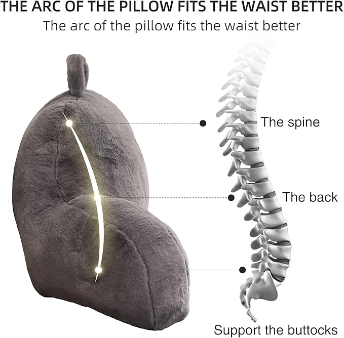 Aimuan Reading Pillow Bed Rest Wedge Large Adult Backrest Pillow with Arms Back Support for Sitting Up in Bed Cushion Incline Rest Sleeping Snoring Pillow, Grey Large - LeafyLoom