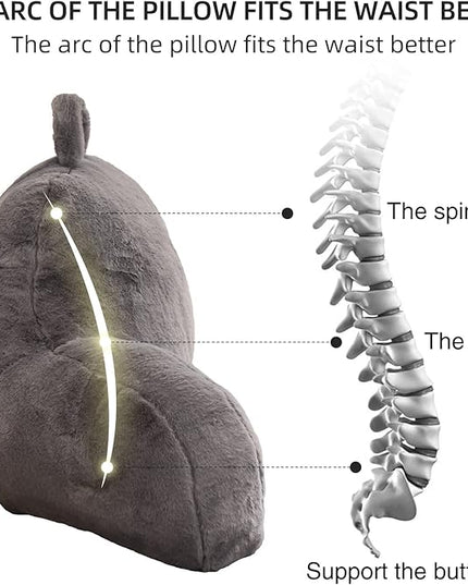 Aimuan Reading Pillow Bed Rest Pillow with Arms Rabbit Fur Cushion for Adults Teens Incline Rest Sitting up & Sleeping Snoring Pillow with Pregnancy Lumbar Back Support (Standard, Grey) - LeafyLoom