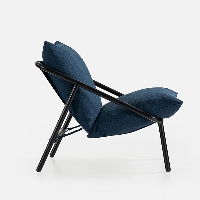 ZINUS Ada Sling Accent Chair, Metal Framed Armchair with Shredded Foam Cushioning, Navy - LeafyLoom