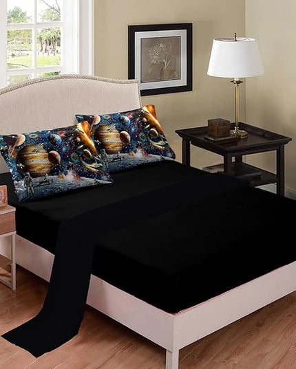 Tailor Shop 5 Pcs Outer Space Comforter Sets Queen Bed in A Bag for Teen Boys Kids,Galaxy Bedding Set with Space Sheets Fitted Bed Sheet (1 Comforter, 1 Flat Sheet, 1 Fitted Sheet, 2 Pillowcases) - LeafyLoom