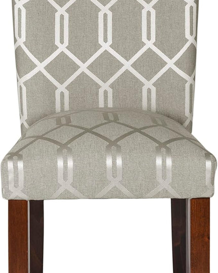 HomePop Classic Parsons Dining Chairs, Pack of 2, Pewter Gray Cream Lattice (Set of 2) - LeafyLoom