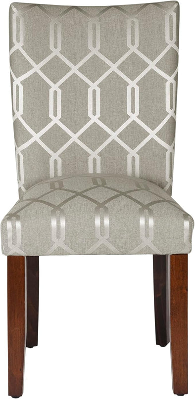 HomePop Classic Parsons Dining Chairs, Pack of 2, Pewter Gray Cream Lattice (Set of 2) - LeafyLoom