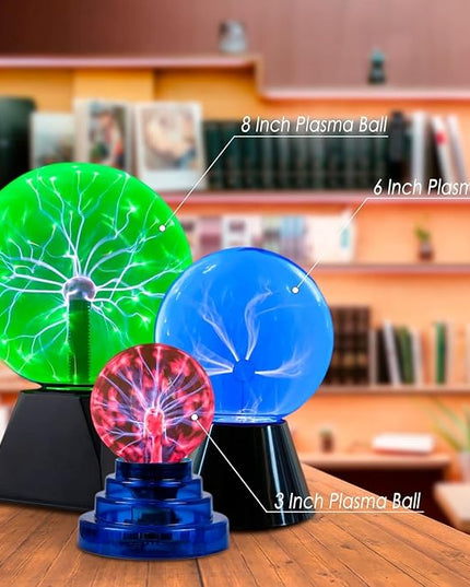6 Inch Blue Plasma Ball, Touch and Sound Sensitive, Novelty Lamp, Electric Plasma Ball, Magic Plasma Lamp, Lightning Plasma Ball, Plasma Ball for Decoration, Plasma Globe, Christmas Gift - LeafyLoom