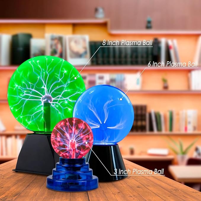 6 Inch Blue Plasma Ball, Touch and Sound Sensitive, Novelty Lamp, Electric Plasma Ball, Magic Plasma Lamp, Lightning Plasma Ball, Plasma Ball for Decoration, Plasma Globe, Christmas Gift - LeafyLoom