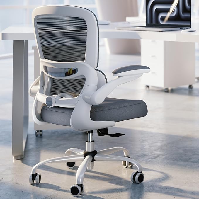Office Chair - Ergonomic Desk Chair with Adjustable Lumbar Support, Mesh Computer Chair, Executive Chair for Home Office Comfortable Lumbar Support (White) - LeafyLoom