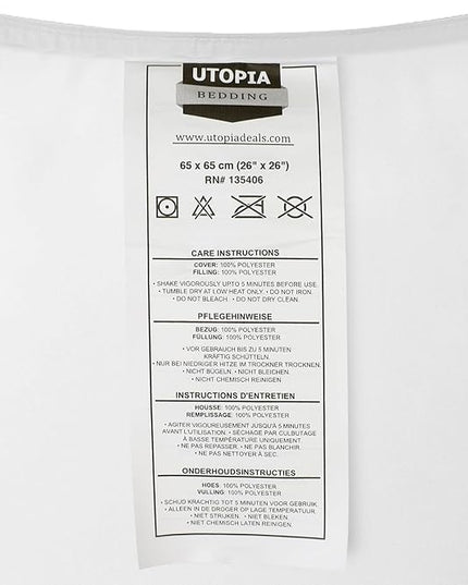 Utopia Bedding Bed Pillows for Sleeping (White), European Size, Set of 2, Hotel Pillows, Cooling Pillows for Side, Back or Stomach Sleepers - LeafyLoom