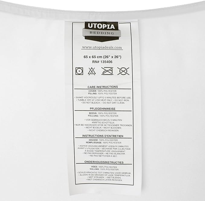 Utopia Bedding Bed Pillows for Sleeping (White), European Size, Set of 2, Hotel Pillows, Cooling Pillows for Side, Back or Stomach Sleepers - LeafyLoom