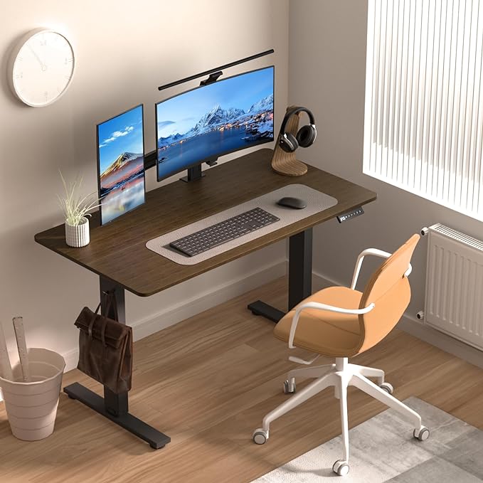 Electric Standing Desk Height Adjustable - 48 x 24 Inches Sit Stand up Desk & Memory Preset Ergonomic Rising Desks for Work, Home Office Workstation Gaming Rising Desk Study Table - LeafyLoom