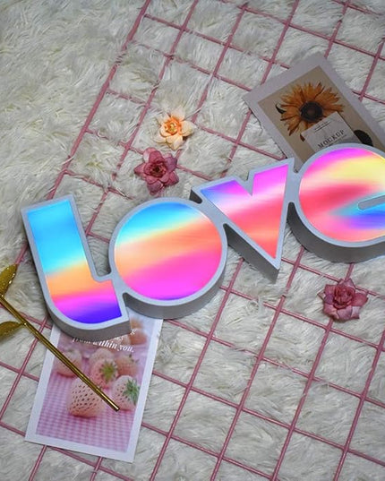 GUOCHENG LED Love Sign Lights - Love Marquee Signs Lamp Battery&USB Power Love Letters Decoration for Home Children Kids Bedroom Nursery,Valentine's Day Gifts(Colorful) - LeafyLoom