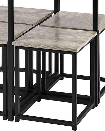 Yaheetech 5-Piece Dining Table Set - Industrial Kitchen & Chairs Sets for 4 Compact with Stools Space-Saving Design Apartment, Small Space, Breakfast Nook, Gray - LeafyLoom