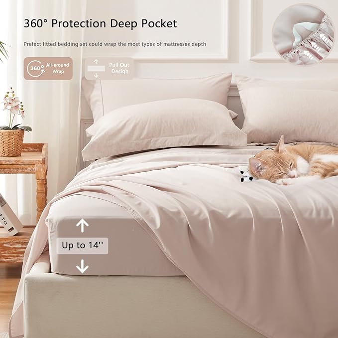 UNILIBRA 7 Pieces Bed in a Bag Full Size Comforter Sets, Taupe Full Bed Set Soft for All Seasons - Cationic Dyeing Bedding Set with Comforter, Flat Sheet, Fitted Sheet, Pillowcases & Shams - LeafyLoom