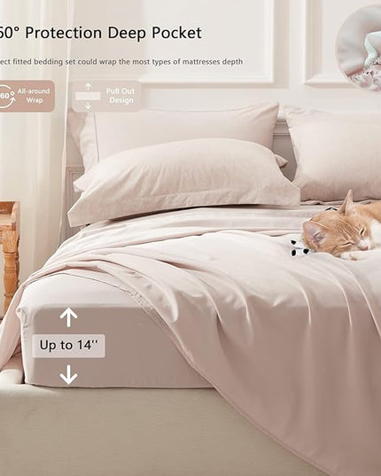 UNILIBRA Bed in a Bag Twin Size 5 Pieces - Taupe Twin Comforter Set Soft for All Seasons - Cationic Dyeing Bedding Comforter Sets with Comforter, Flat Sheet, Fitted Sheet, Pillowcases & Shams - LeafyLoom
