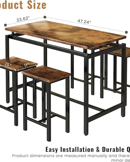 DKLGG Dinner Table Set for 4, Modern Kitchen Table and Chairs for 4 Wooden Top and Adjustable Metal Legs, Small Dining Room Table Set 5 Pieces Compact Design for Small Space - LeafyLoom