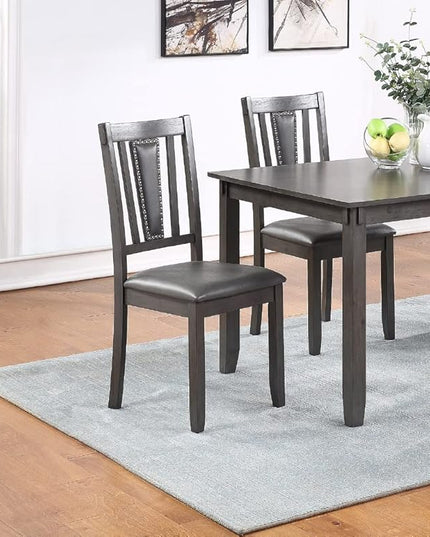 NicBex Dining Table for 4 Dining Room Table Set 5Pc Set Kitchen Breakfast Dining Table with Wooden Top Upholstered Cushion Chairs Dining Room Furniture, Grey Mix - LeafyLoom