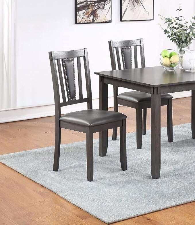NicBex Dining Table for 4 Dining Room Table Set 5Pc Set Kitchen Breakfast Dining Table with Wooden Top Upholstered Cushion Chairs Dining Room Furniture, Grey Mix - LeafyLoom