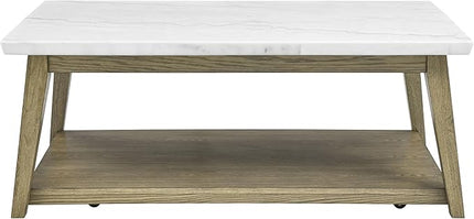 NicBex Coffee Table Wooden Coffee Table with Storage Rectangle Center Tables with Bottom Shelf Dining Table for Living Room, Dining Room, Office, and Bedroom,122" W, Brown+White - LeafyLoom