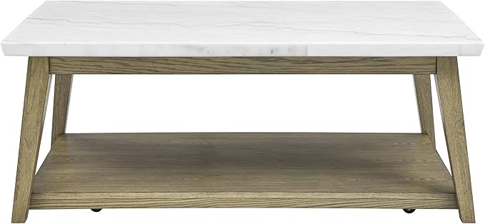 NicBex Coffee Table Wooden Coffee Table with Storage Rectangle Center Tables with Bottom Shelf Dining Table for Living Room, Dining Room, Office, and Bedroom,122" W, Brown+White - LeafyLoom