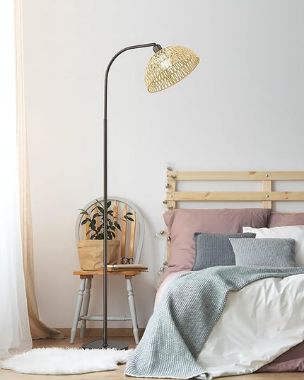 Farmhouse Floor Lamps with Remote Control for Living Room, Dimmable Tall Lamp with 9W LED Bulb,Arch Tall Standing Lamp, Mid Century Arched Reading Lamp for Bedroom,Office (Oil Rubbed Bronze) - LeafyLoom
