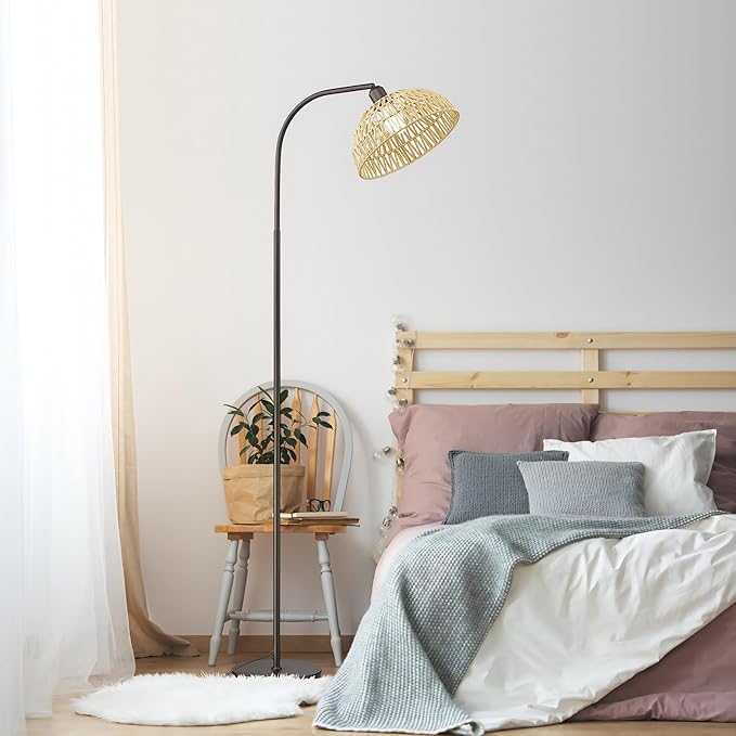 Farmhouse Floor Lamps with Remote Control for Living Room, Dimmable Tall Lamp with 9W LED Bulb,Arch Tall Standing Lamp, Mid Century Arched Reading Lamp for Bedroom,Office (Oil Rubbed Bronze) - LeafyLoom