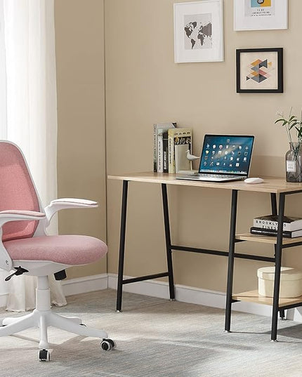 VECELO 43 Inch Computer Modern Student Writing home-office, Ladder Desk, Oak+black Leg - LeafyLoom