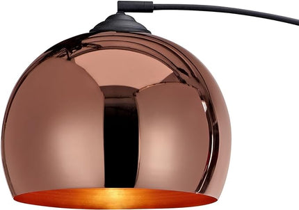 Teamson Home Arquer 66.93" Arc Floor Lamp for Living Rooms, Home Offices, Dining Rooms, Bedrooms with Faux Black Marble Base and Rose Gold Bell Shade - LeafyLoom
