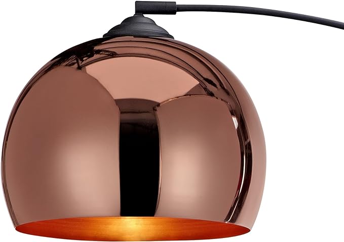 Teamson Home Arquer 66.93" Arc Floor Lamp for Living Rooms, Home Offices, Dining Rooms, Bedrooms with Faux Black Marble Base and Rose Gold Bell Shade - LeafyLoom