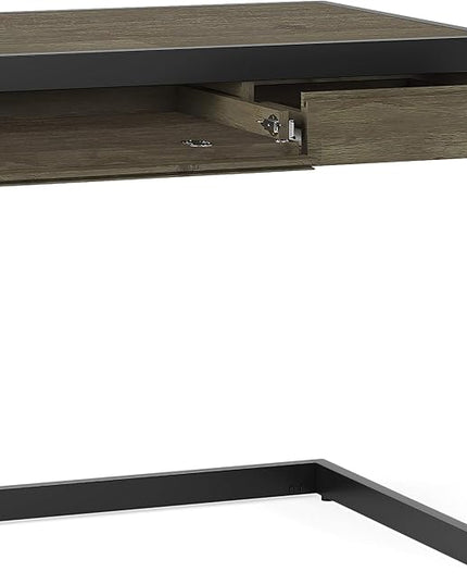 SIMPLIHOME Erina SOLID WOOD and Metal Modern Industrial 60 inch Wide Home Office Desk, Writing Table, Workstation, Study Table Furniture in Distressed Grey with 2 Drawers - LeafyLoom