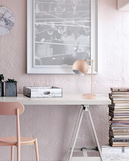 Globe Electric 52285 Hannah 18" Desk Lamp, Matte Pink, Brass Pivot Joint, in-Line On/Off Rotary Switch - LeafyLoom