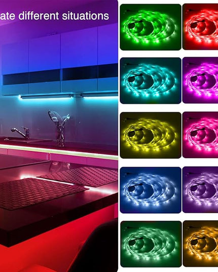 phopollo 65.6FT Led Lights for Bedroom, 5050 Color Changing Led Strip Lights with 44-Key Remote and 12v Power Supply, Led Lights Strip for Home Decoration. Phopollo