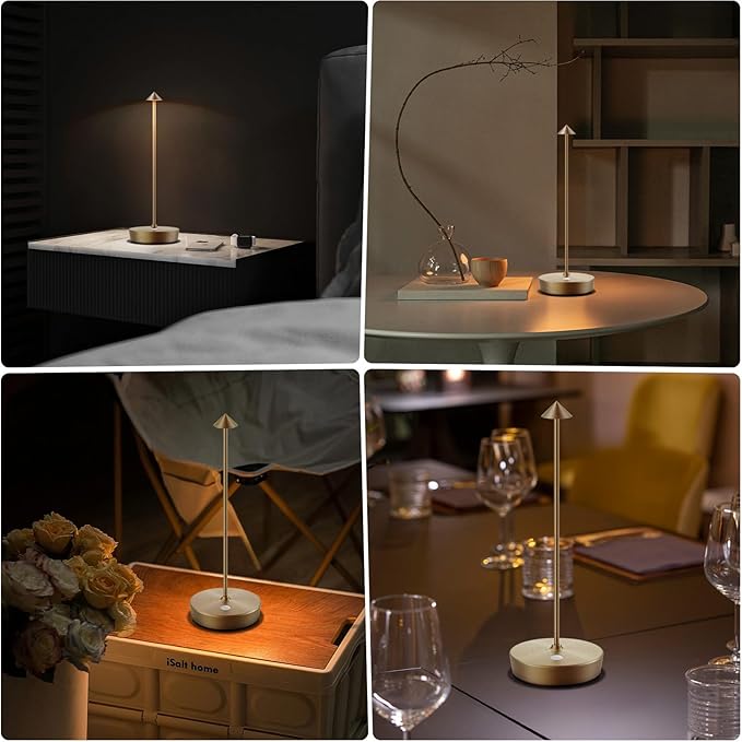 Cordless Rechargeable Table Lamp-Protable 6000mAh Battery Operated-Outdoor Waterproof Table Light-LED Touch Dimmable Desk Lamps-Patio Dining Restaurant Home Living Room Bronze - LeafyLoom