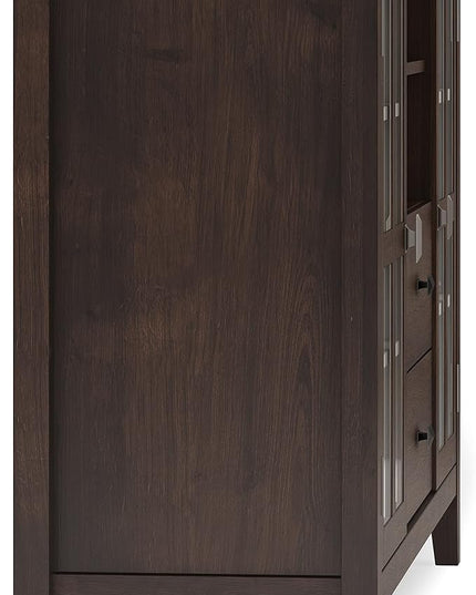 SIMPLIHOME Artisan SOLID WOOD 53 Inch Wide Contemporary Tall TV Media Stand in Dark Chestnut Brown for TVs up to 60 Inches, For the Living Room and Entertainment Center - LeafyLoom