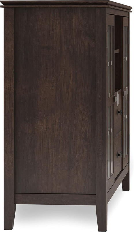 SIMPLIHOME Artisan SOLID WOOD 53 Inch Wide Contemporary Tall TV Media Stand in Dark Chestnut Brown for TVs up to 60 Inches, For the Living Room and Entertainment Center - LeafyLoom