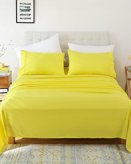 Whitney Home Textile Queen Sheet Set - 4 Piece Soft Breathable Bed Sheets for Queen Size Bed, Deep Pocket Lxuury Brushed Sheets, Hotel Bedding Sheets and Pillowcases, Wrinkle Free Oeko-Tex Sheets - LeafyLoom