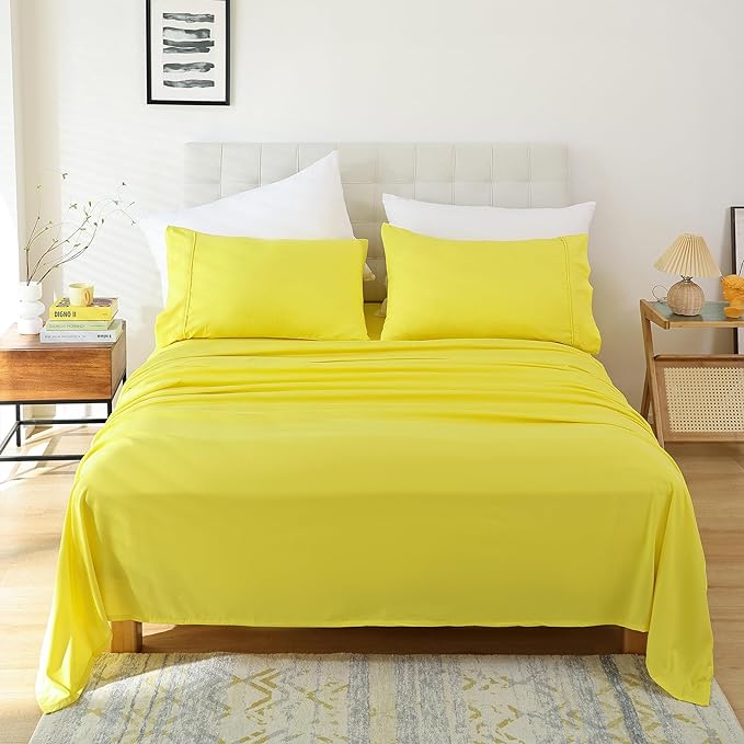 Whitney Home Textile Queen Sheet Set - 4 Piece Soft Breathable Bed Sheets for Queen Size Bed, Deep Pocket Lxuury Brushed Sheets, Hotel Bedding Sheets and Pillowcases, Wrinkle Free Oeko-Tex Sheets - LeafyLoom