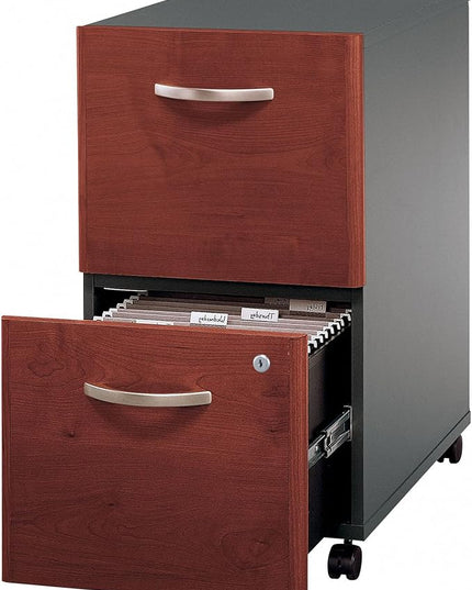 Bush Business Furniture Series C 2 Drawer Rolling File Cabinet in Hansen Cherry - Assembled, Mobile Document Storage for Home or Professional Office - LeafyLoom