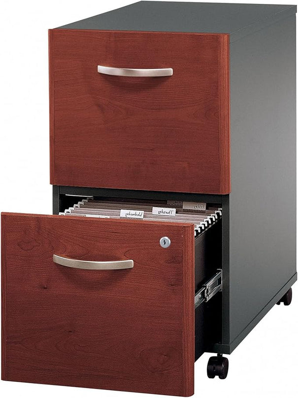 Bush Business Furniture Series C 2 Drawer Rolling File Cabinet in Hansen Cherry - Assembled, Mobile Document Storage for Home or Professional Office - LeafyLoom