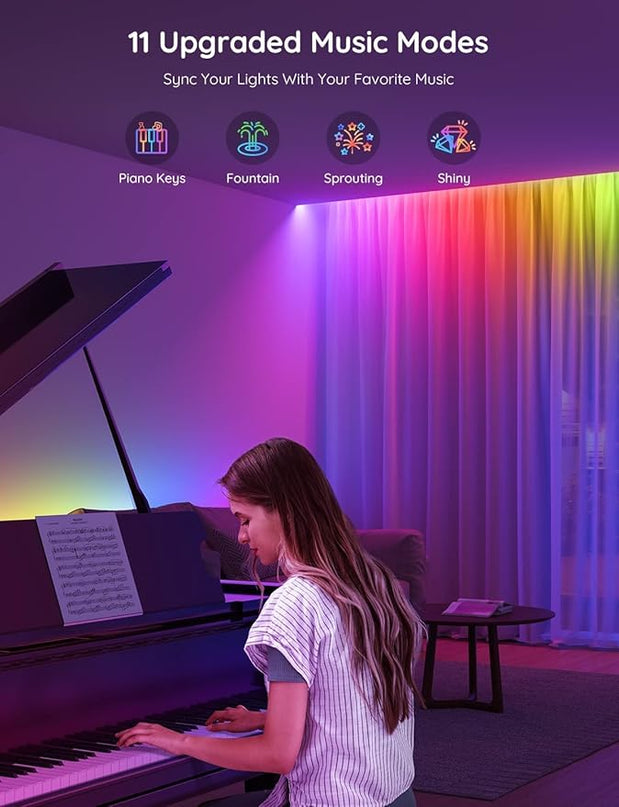 Govee 65.6ft RGBIC LED Strip Lights, Color Changing LED Strips, App Control via Bluetooth, Smart Segmented Control, Multiple Scenes, Enhanced Music Sync LED Lights for Bedroom, Home Decor (2 X 32.8ft) Govee