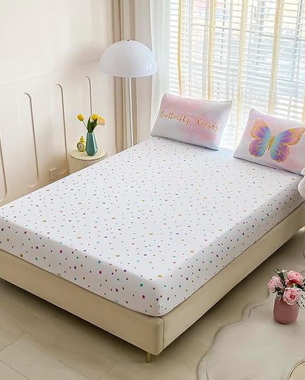 Twin Size Comforter Set for Girls, 5-Piece Bed in a Bag, 3D Colorful Butterfly Bedding Comforter Sheet Set, Ultra Soft and Fluffy, Pink & Rainbow Color - LeafyLoom