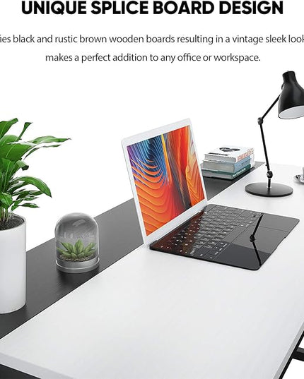 Foxemart 47 Inch Computer Table Sturdy Office Desk, Modern PC Laptop 47” Writing Study Gaming Desk for Home Office Workstation, White and Black - LeafyLoom