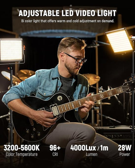 Neewer 2 Packs Dimmable Bi-Color 480 LED Video Light and Stand Lighting Kit Includes: 3200~5600K CRI 96+ LED Panel with U Bracket, 75 inches Light Stand for YouTube Studio Photography, Video Shooting Neewer