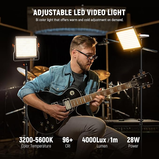 Neewer 2 Packs Dimmable Bi-Color 480 LED Video Light and Stand Lighting Kit Includes: 3200~5600K CRI 96+ LED Panel with U Bracket, 75 inches Light Stand for YouTube Studio Photography, Video Shooting Neewer