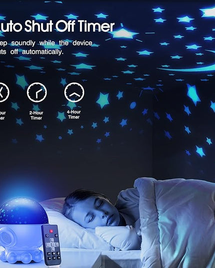Night Light Projector Christmas Gift for Kids, Kids Toys for Girls Boys, Star Moon & Ocean Projection for 2-10 Year Old Girls, Lullaby Songs, Toddler Toys,Adjustable 360-Degree Rotation,Octopus Decor - LeafyLoom