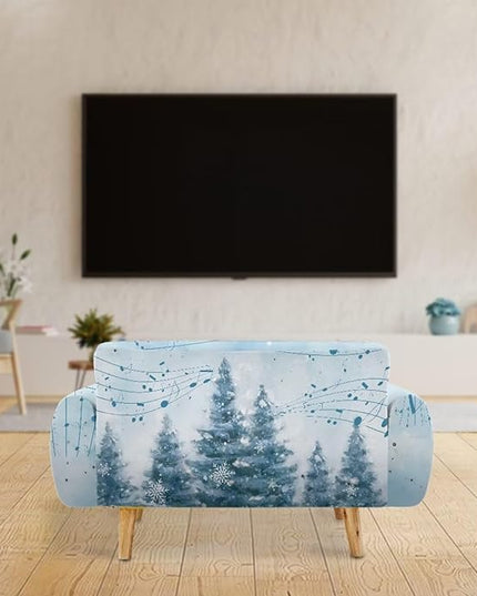FKELYI Blue Christmas Tree Easy Going Stretch Sofa Slipcover Snow Sofa Couch Cover with Elastic Bottom Stretch Sofa Slipcovers L FKELYI