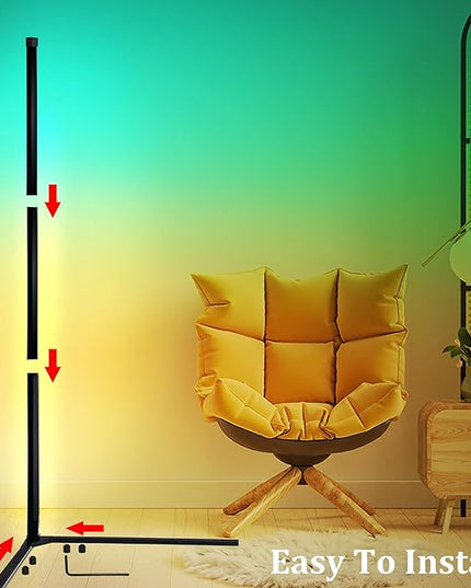 LED Floor Lamp Corner Mood Light RGB Color Changing Dimmable Music Sync with Remote Control for Living Room, Bedroom, Game Room, Party Decoration - LeafyLoom