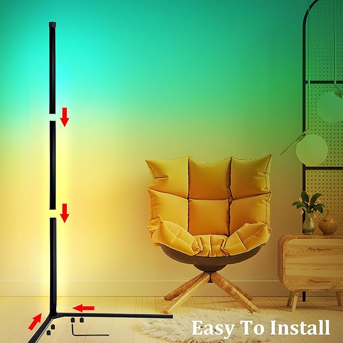 LED Floor Lamp Corner Mood Light RGB Color Changing Dimmable Music Sync with Remote Control for Living Room, Bedroom, Game Room, Party Decoration - LeafyLoom