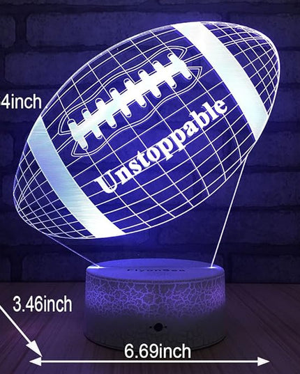 Football lamp, Rugby Ball Bedside Lamp 7 Colors Change + Remote Control with Timer Kids Night Light Optical Illusion Lamps for Kids Lamp As a Gift Ideas for Boys or Kids - LeafyLoom