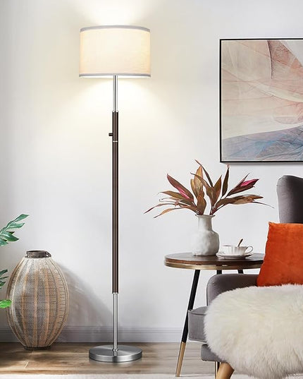 【Upgraded】 Dimmable Floor Lamp for Living Room, 1100 Lumens LED Edison Bulb Included, Simple Standing Lamp with Linen Lamp Shade, Modern Tall Lamp for Living Room Bedroom Office Dining Room Dorm - LeafyLoom