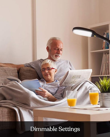 Brightech Litespan - Bright LED Floor Reading Lamp for Over Chair Crafts and Reading, Estheticians' Light for Lash Extensions, Adjustable Standing Lamp for Living Room, Bedroom, Office - Havana Brown - LeafyLoom