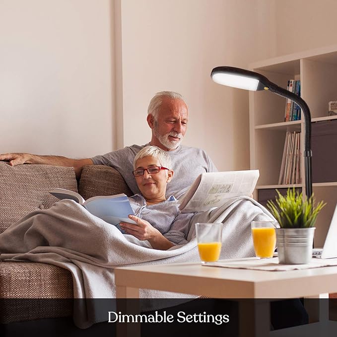 Brightech Litespan - Bright LED Floor Reading Lamp for Over Chair Crafts and Reading, Estheticians' Light for Lash Extensions, Adjustable Standing Lamp for Living Room, Bedroom, Office - Havana Brown - LeafyLoom