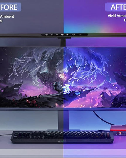 2-in-1 Desk Lamp with RGB Ambient Light, Architect Desk Lamps for Home Office, 5 Color Modes & Brightness Levels, Eye-Caring Flexible Gooseneck Table Light for Monitor Working Reading Gaming - LeafyLoom
